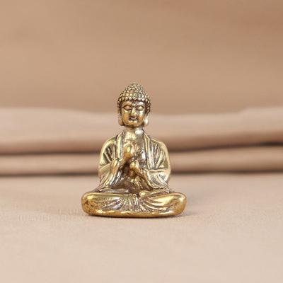 Mini Katı Bakır Sakyamuni Buda Heykeli Süsü Minyatür Figürinler