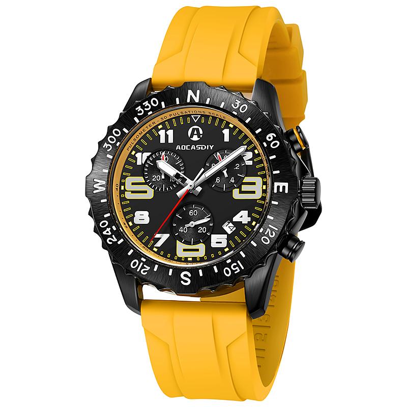 Mens Watches Colorful Sport Watch Luxury Men Quartz Wrist Watches Chronograph Male Clock Chronograph Silicone Watch