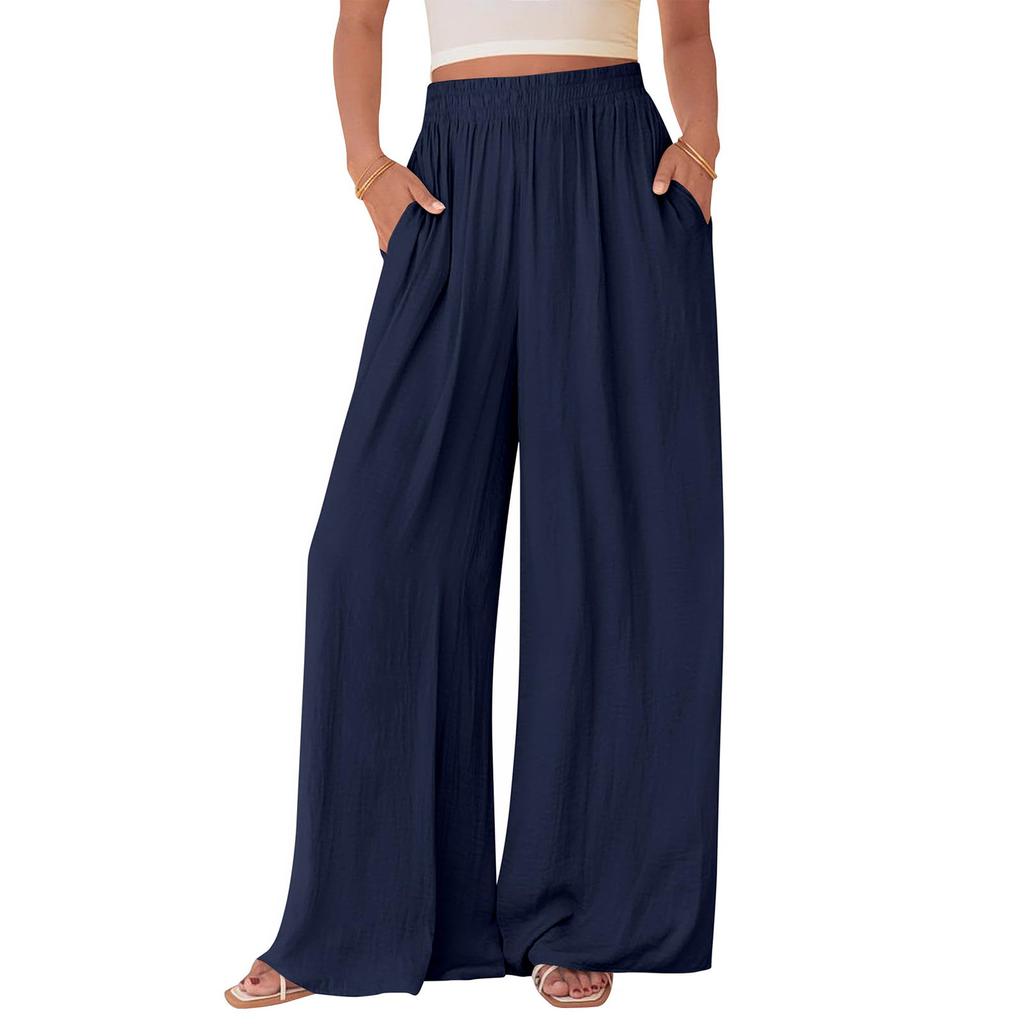 Women's Casual And Fashionable Color Loose Pants With Pocketes