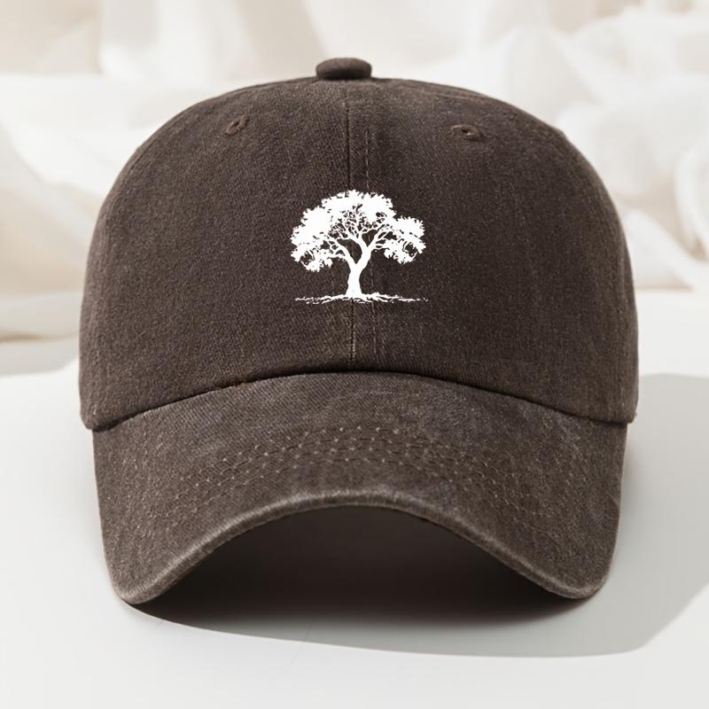 Big Tree Print Baseball Cap Retro Washed Casual Cap Baseball Cap Old Style High Quality Hip Hop Hat Adjustable