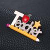 Weiman New Arrival Enameled Beautiful School Pencil Teacher Design Brooches Zinc Alloy Brooch Pins Rhinestones for Party Wedding