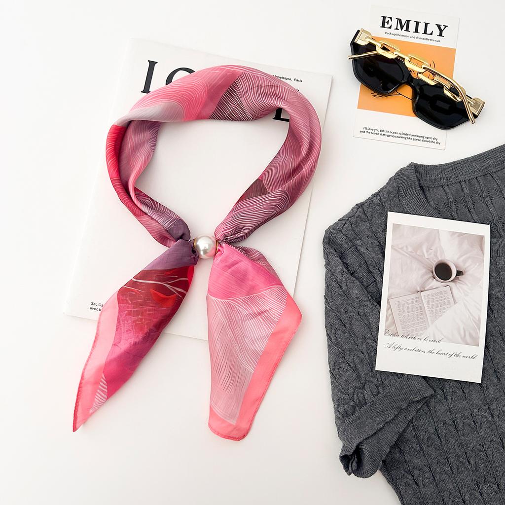 Summer imitation silk satin silk scarf magnetic suction silk scarf lazy silk scarf long necklace decorative thin scarf