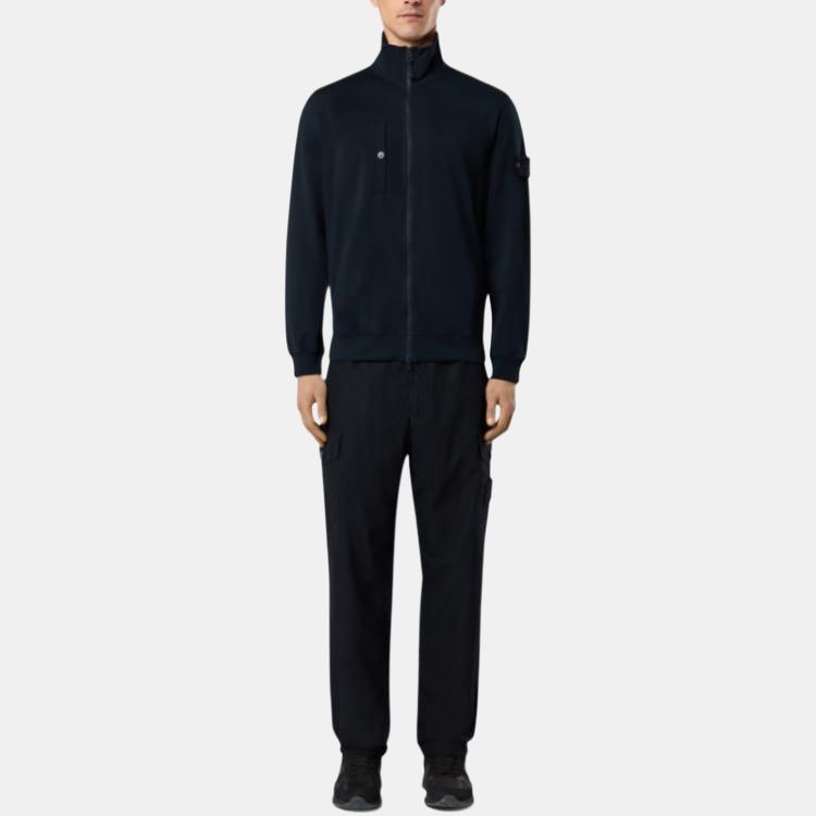STONE ISLAND Two-Way Zipper Stand Collar Long Sleeve Jacket Men Jacket Navy-Blue K1S1561000-12S00F3-V0020
