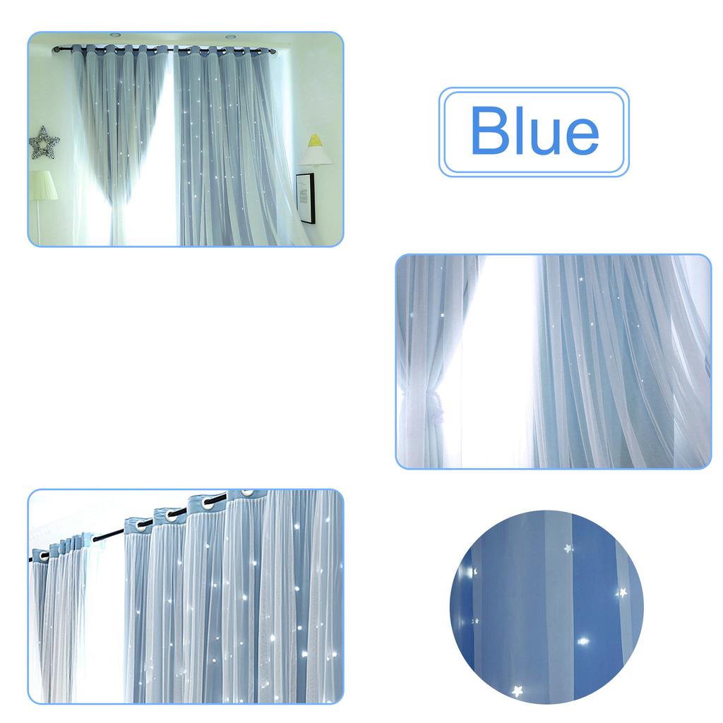 Tulle Blackout Curtains Hollow Star Modern Style Living Room Bedroom Chiffon Window Voiles Tulle Blinds Finished Drapes Kitchen