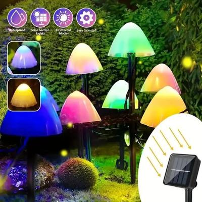 LED Solcelle Sopp Strenglys Vanntett Utendørs Eventyrhage Plenlampe for Gårdshage Landskap Julefest Dekorasjon