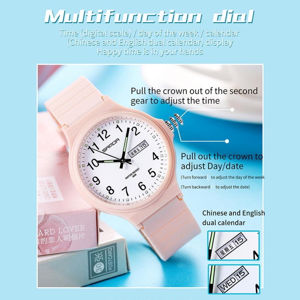 SANDA Electronic Quartz Analogue Double Calendar Waterproof Electronic Watch