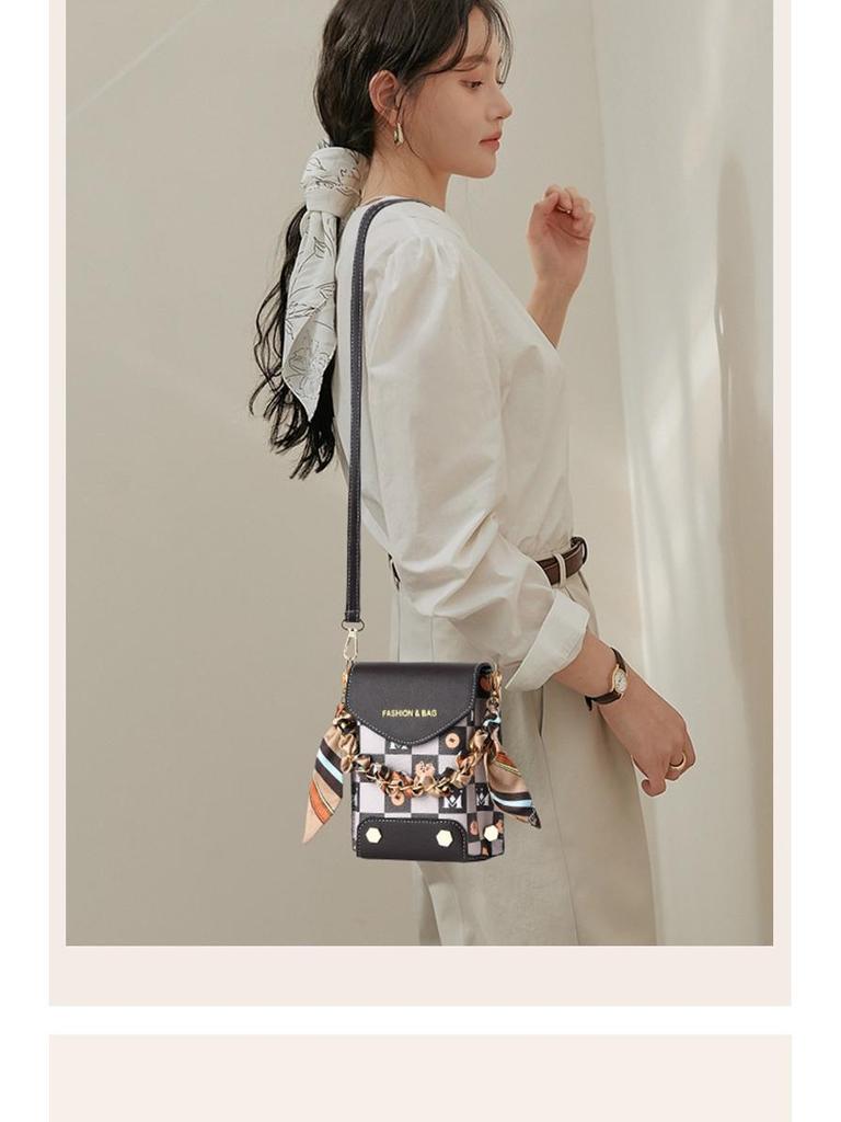 2024 Damska Transgraniczna Torba na Telefon Komórkowy o Dużej Pojemności: Torba listonoszka z podwójną komorą, wysokiej klasy, pionowa, prosta.