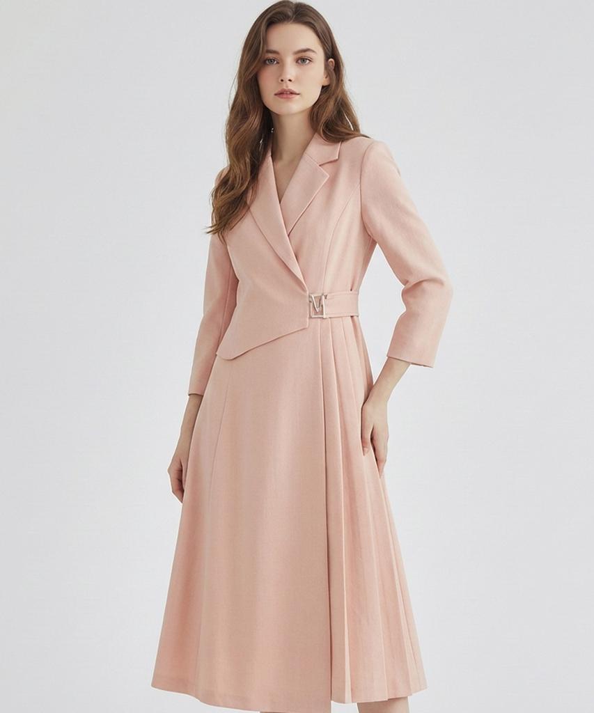 MESENSE Logo Embellished Side Pleated Dress_Mb43Opm182Z