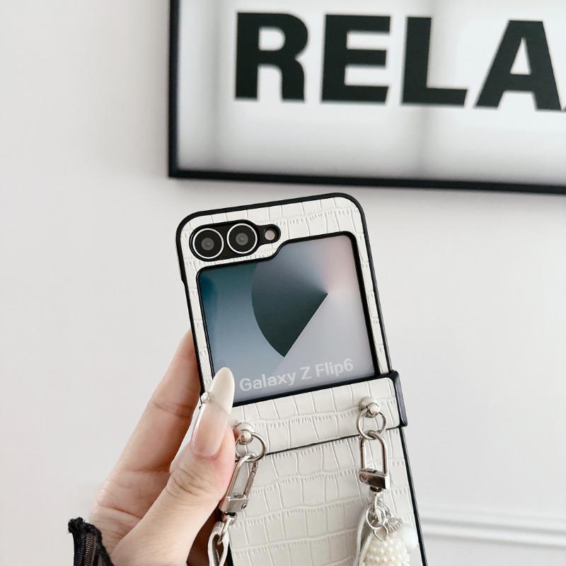 PU-Leder Alligator Muster Handschlaufe Handyhülle für Samsung Galaxy Z Flip 7 6 5 4 3 5G Schutz Stoßfeste Hülle