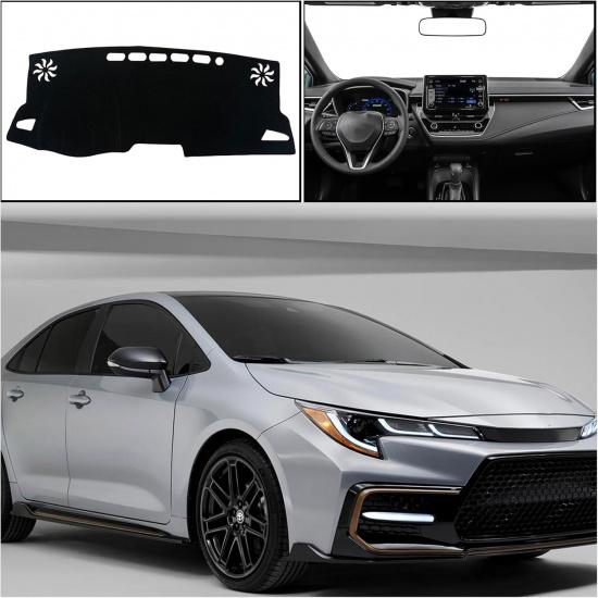 Dash Mat Cover for Corolla Sedan   Interior Center Console Dashboard Accessories Compatible with Toyota Corolla Sedan L LE SE XLE XSE     (Black Rim)