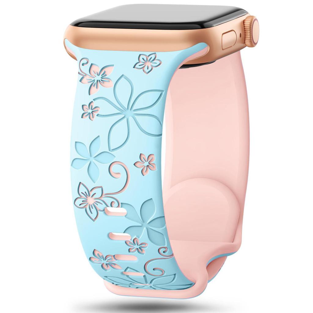 Bauhinia Floral Laser-Engraved Silicone Band for Apple Watch