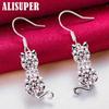 925 Sterling Silver Cat AAA Zircon Drop Earring Jewelry