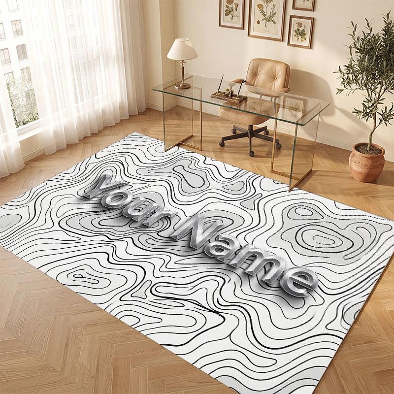 Abstract Personalized Theme Crystal Velvet Floor Rug Personalized Custom Name Text Warm Carpet Home Decoration
