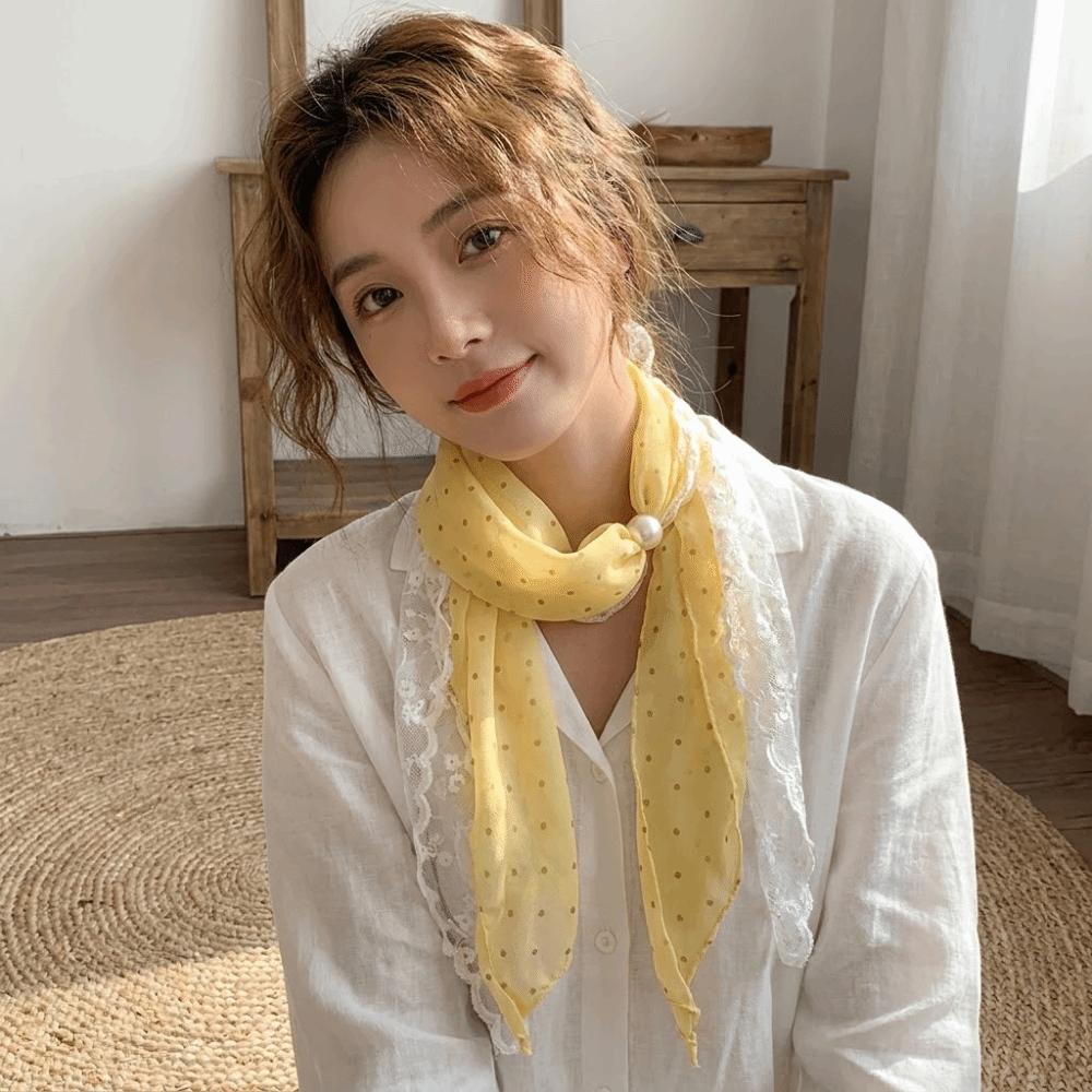 Lace Polka Dot Chiffon Scarf Thin Skirt Accessories Geometric Pattern Belt  Paired with Jeans