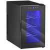 Mini Table Top Wine Fridge, 8 Bottle, 17L, 8-18 degrees C, 26.5cm Quiet Under Counter Wine Cooler Fridge with Glass Door, LED Light