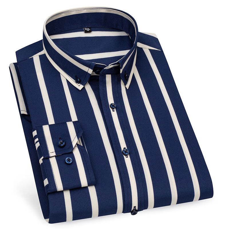 Men's long sleeve shirt Casual stripe non-ironing high quality slim comfortable breathable fashion top spring summer