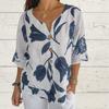 Women's Fashion Casual Short Sleeve 3/4 Neck Blouses & Shirts