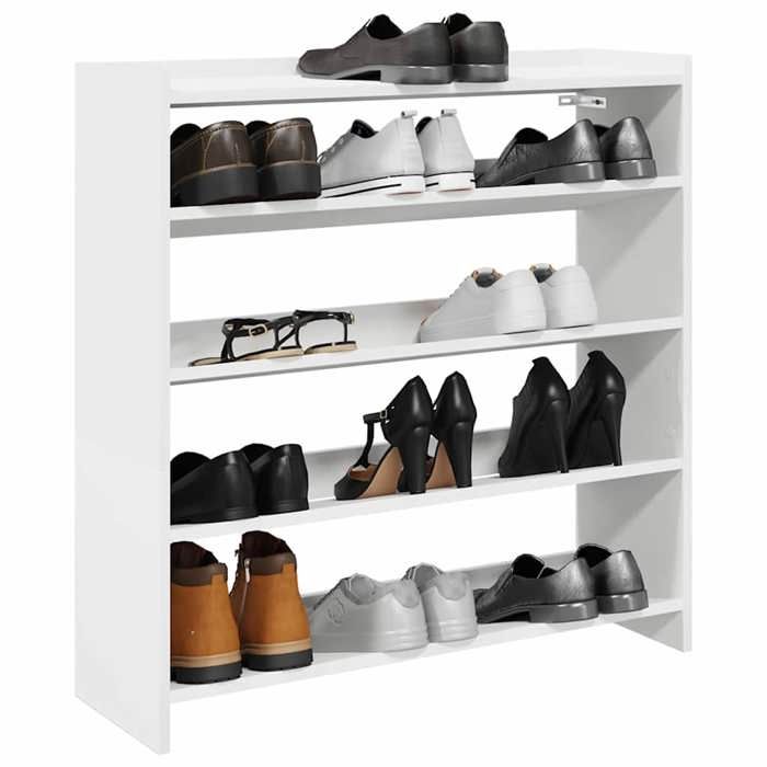 VidaXL Étagère à chaussures blanc 80x25x81 cm bois d'ingénierie, rangement de chaussures, armoire de rangement de 859905