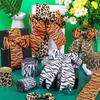 5 Rolls Jungle Animal Wired Ribbons 2.5 Inch Party Decorations Safari Animal Burlap Wrapping Ribbon for Crafts Leopard Zebra Cheetah Leaves Printed