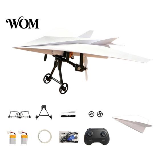Indoor Outdoor Flying Toy Remote Control Paper Airplane Kit, DIY Electric RC Plane with Gyro Educational Stabilizer, Dual Propellers, Lightweight