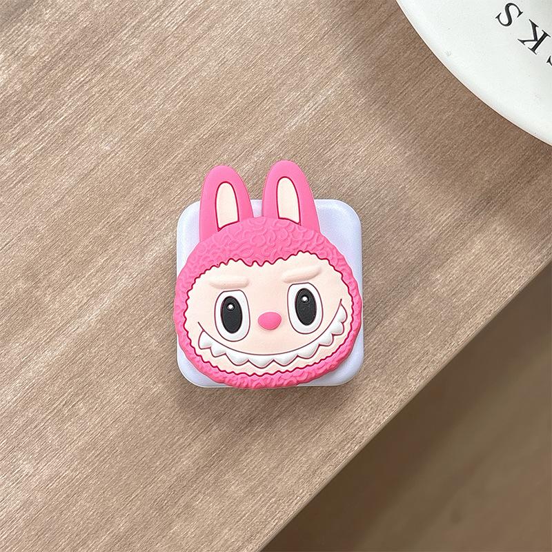 Cartoon Cute Mobile Phone Airbag Bracket Pasted Flip Mirror Telescopic Desktop Support Frame Portable Makeup Mirror Women'S Model