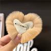 Love Hair Card  Cute Real Otter Rabbit Hair Little Peach Heart Hair Clip Headpiece Plush Ball Edge Clip Plush Hair Clip BB