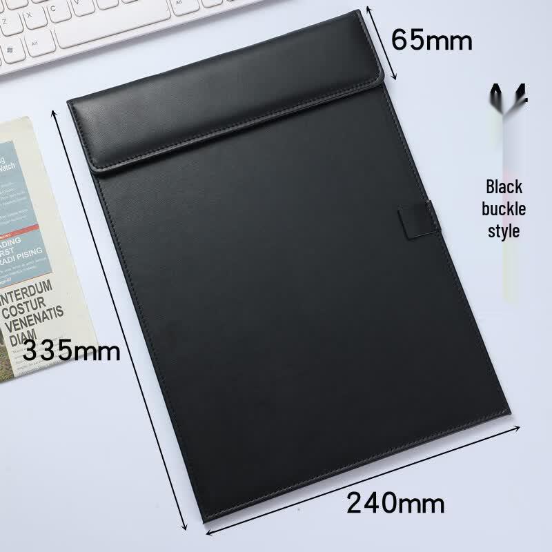 A4 Leather Document Folder with Built-in Clip