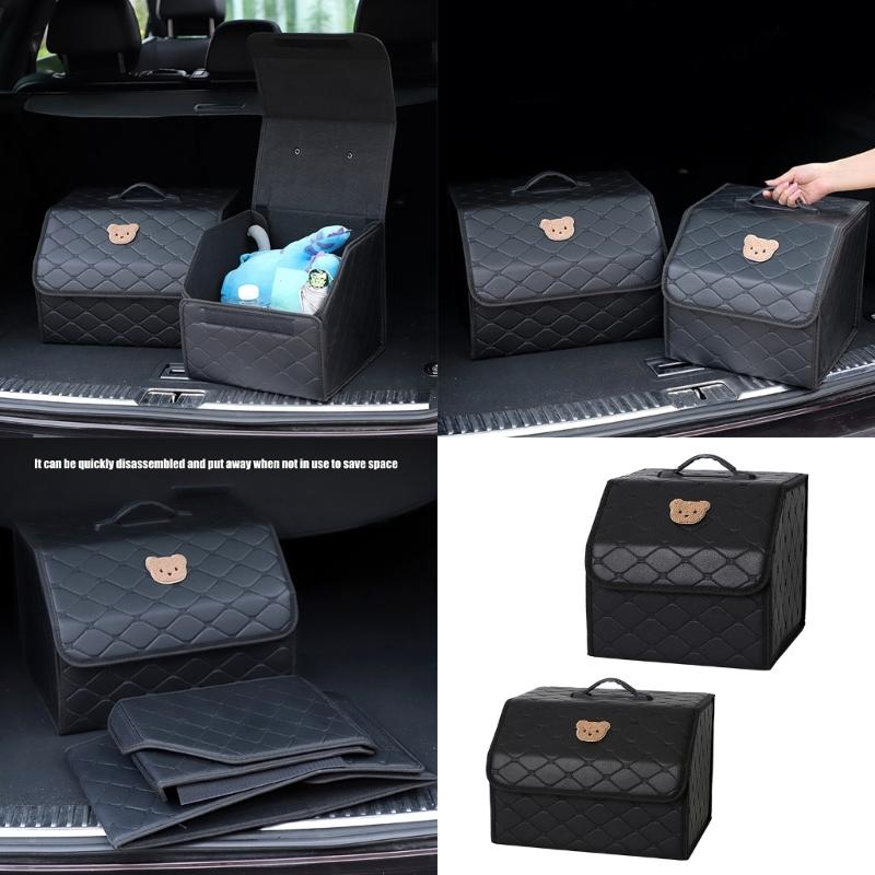 Foldable Car Organizers Box With Adjustable Dividers Nonslip Base For Travel & Groceries Everyday Use Outdoor Activities