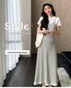 2026 Summer Casual Maternity Two-Piece Set: Short-Sleeved T-Shirt + Striped Slimming Overalls Skirt
