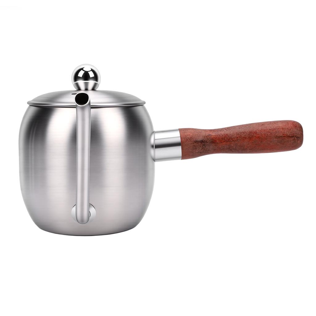 Ceainic pentru cafea Pour Over 500ml Oțel inoxidabil 304 Gât de lebădă Ceainic pentru cafea prin picurare cu mâner de lemn pentru camping