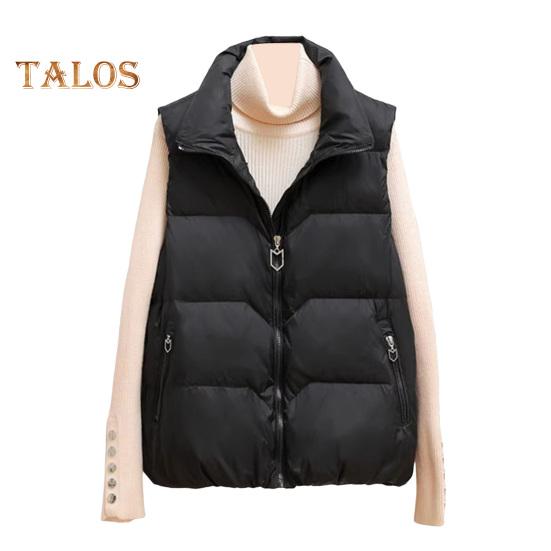 

Женское зимнее пальто с карманами на молнии, застежка-молния, отложной воротник с подкладкой, без рукавов, однотонный жилет для отдыха на открытом воздухе и спорта M чёрный