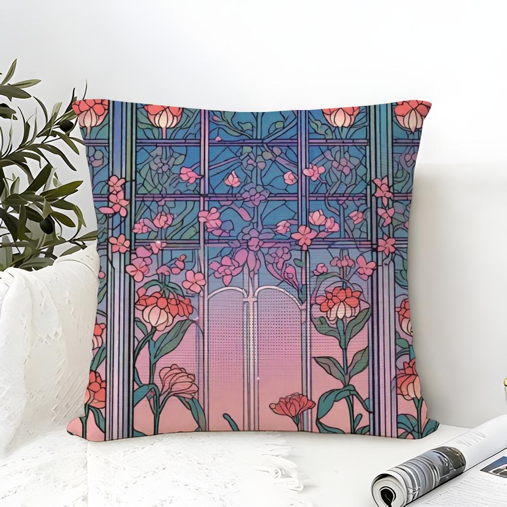 Romantic French pink decorative flowers Pillow Case linen pillow case sofa home decor cushion cover cushion cove