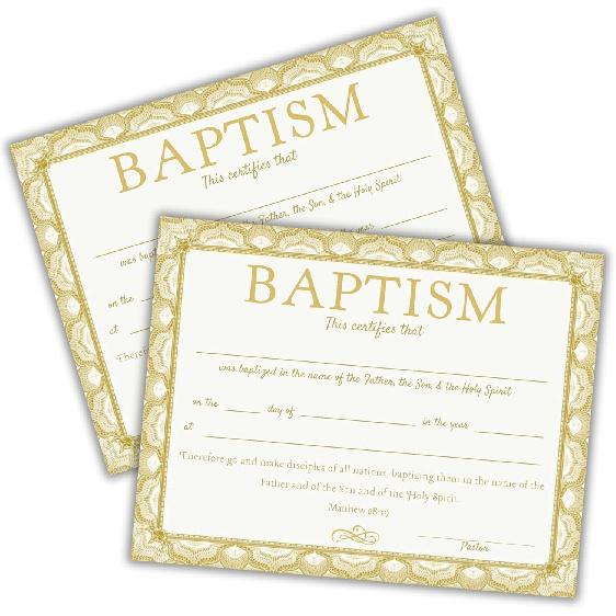 Baptism Certificate for Adults Children Church | 50 pk 8.5x11” of Membership Bulk Thank You for Coming Invitation to Modern Dedication Baptised