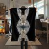 Black Rabbit Pattern Flannel Blanket, High Quality Comfortable for All Seasons, Home Decor, Warmth and Comfort, Perfect for Gifts.