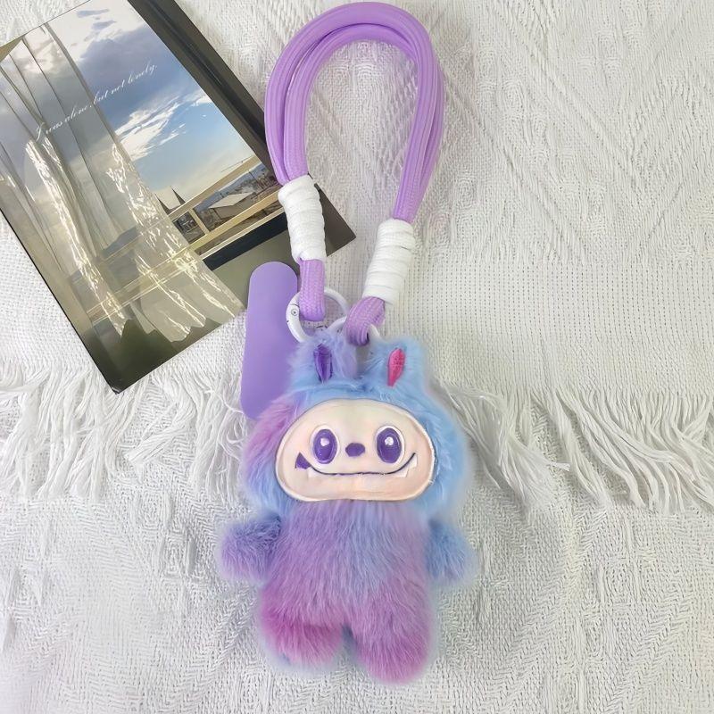 

Красочный плюшевый кулон-кукла BUBU, шнурок для подвешивания на мобильный телефон, плетение, короткий браслет на запястье для рюкзака, подвесное украшение фиолетовый
