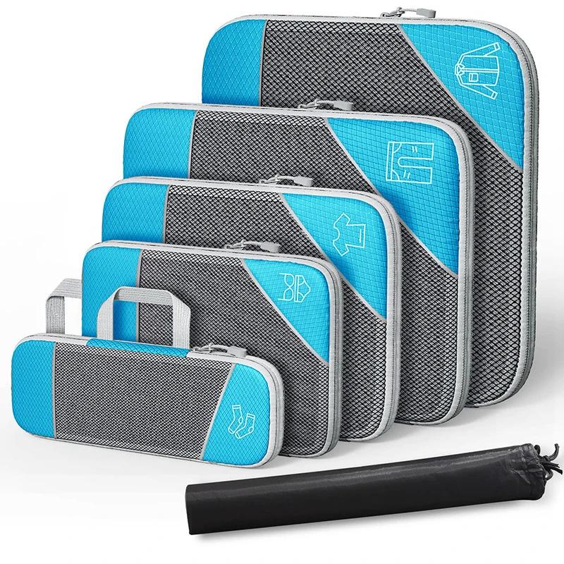 6Pcs/Set Travel Portable Clothes Storage Bags Lightweight Suitcase Bag Compressed Packing Cubes Luggage Bags Organizer Bags