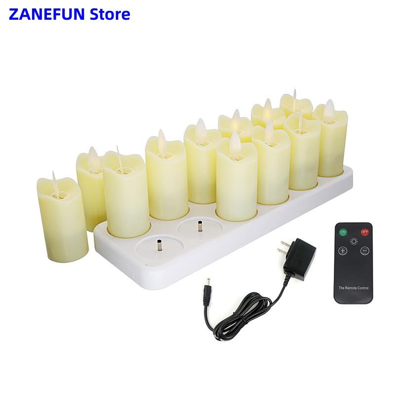 12-Pack Rechargeable LED Candles with Remote Control led Lamp Flameless Christmas Valentine Wedding Church Home Table Decoration