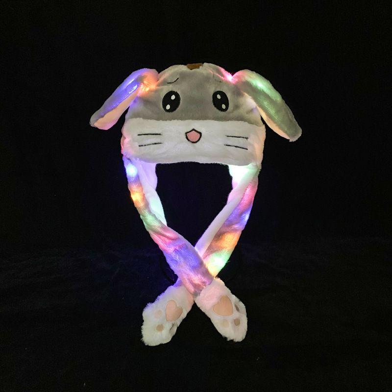 Rabbit Cartoon Womens Hat Winter Plush Moving Bunny Ears Shine Earflaps Movable