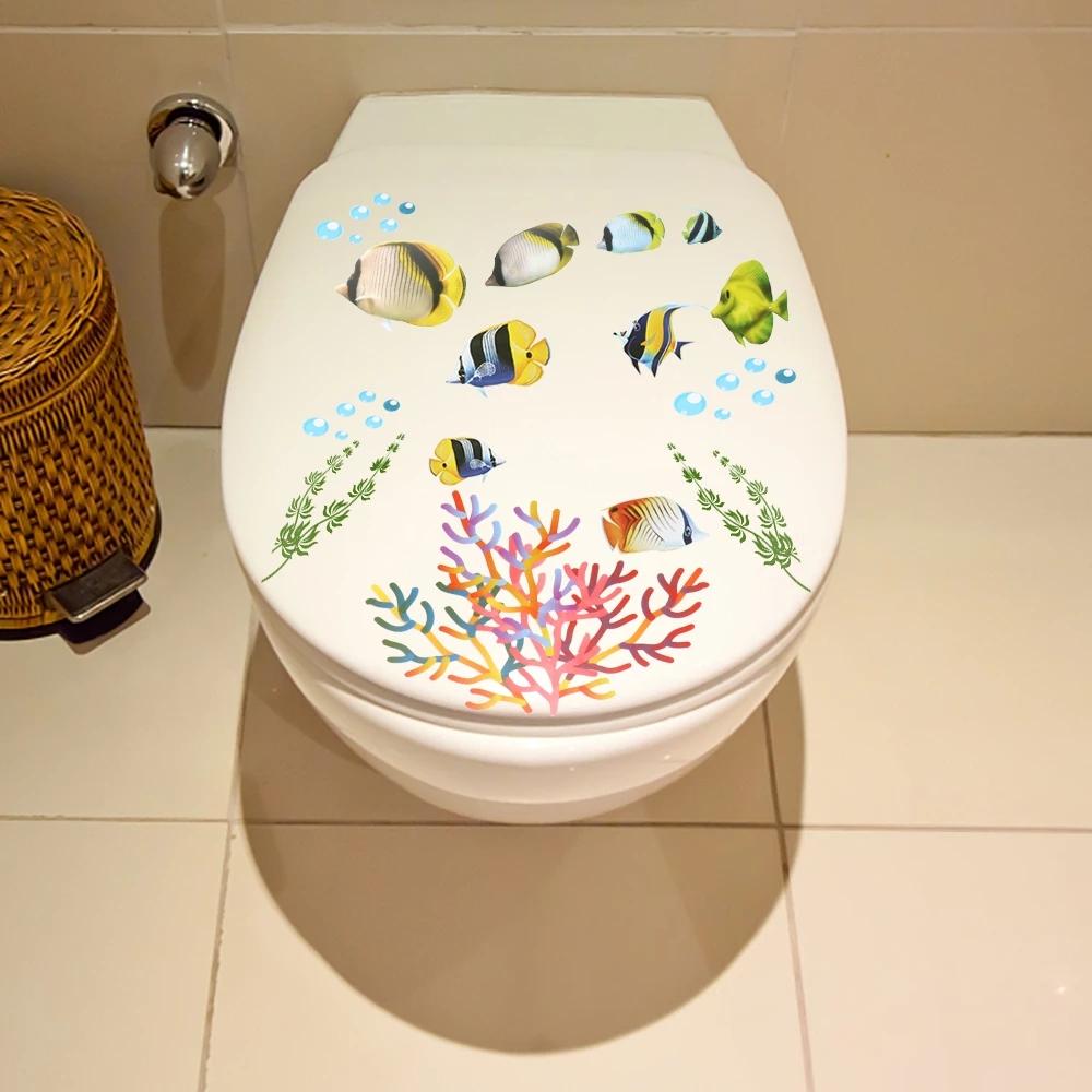 Autocollants Déco Pour WC KHIRY - Lot De 4 Stickers Feuilles - Vinyle PVC Imperméable