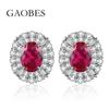 2024 Rose Red & Blue-Green Diamond Women's Sterling Silver Stud Earrings - Exquisite, Versatile & Unique Design
