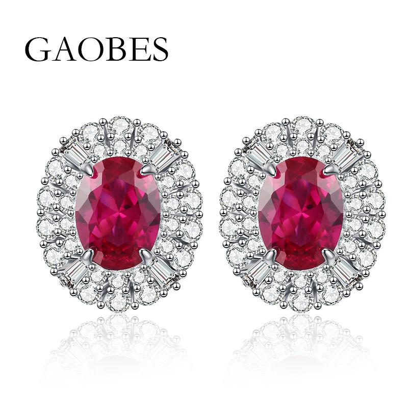 2024 Rose Red & Blue-Green Diamond Women's Sterling Silver Stud Earrings - Exquisite, Versatile & Unique Design