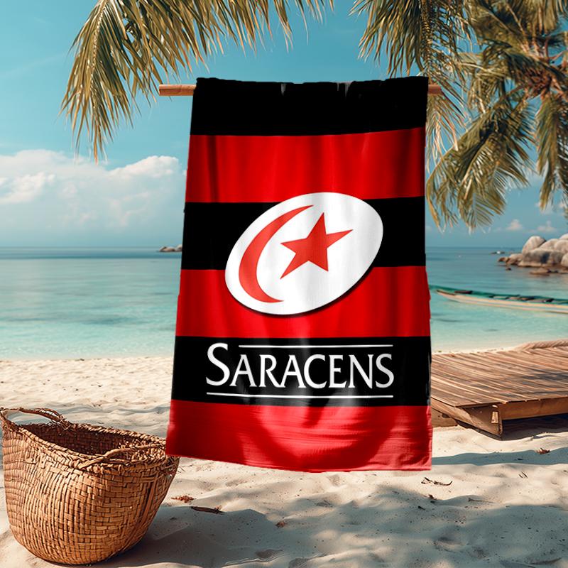 Ultra-Soft Beach Towel with Saracens Rugby Theme,Ideal for Pool - Camping, Diving - Perfect Travel Essential, Vibrant Beach Towel.