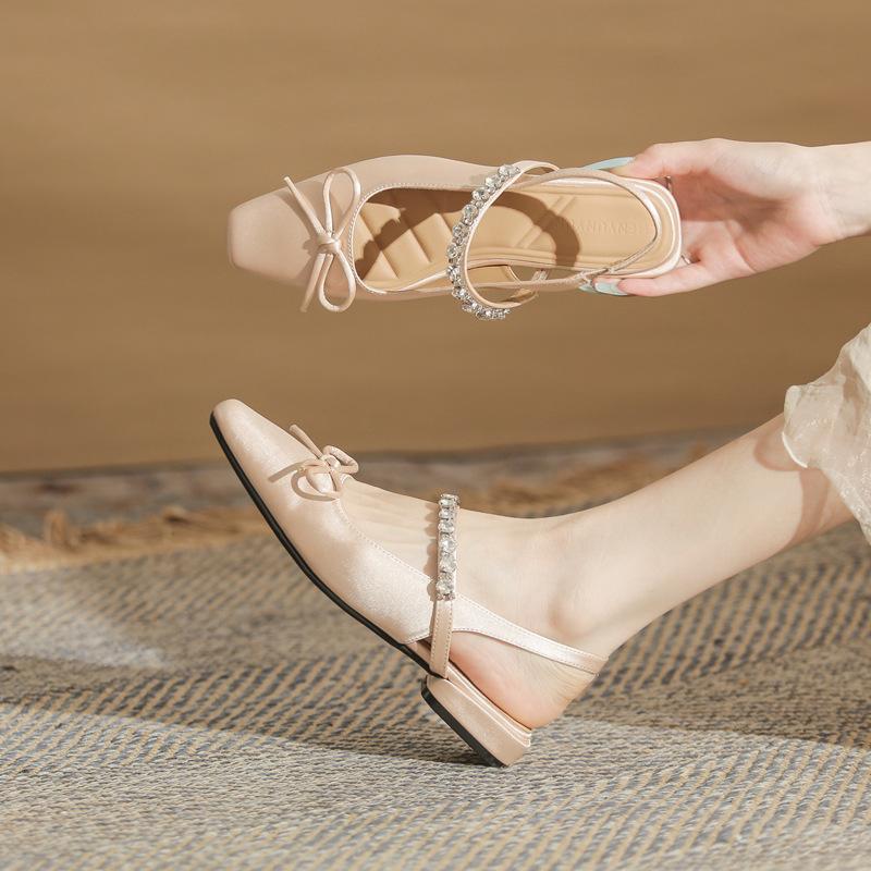 Cowhide Version~ 2025 Low-heeled Fashion Sandals Outer Wear 2025 New Summer Square Head Thick Heel Versatile Medium Heel Women's Shoes