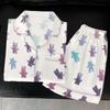 Casual Cartoon Bear Ice Silk Pajamas Girl Summer Thin Short-Sleeved Shorts Can Be Worn Outside Loungewear Suit