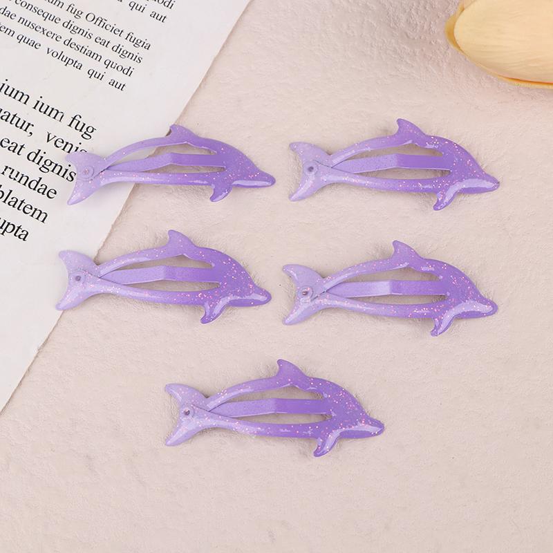 5Pcs Colorful Glitter Dolphin Bb Hair Side Clips Barrettes For Girls Women Child Holiday Party Gift Hair Accessories Headwear