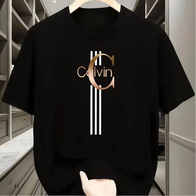 Men' Summer Loose  Creative Letter Print Casual Slim Fit Round Neck Short Sleeved T-shirt Top