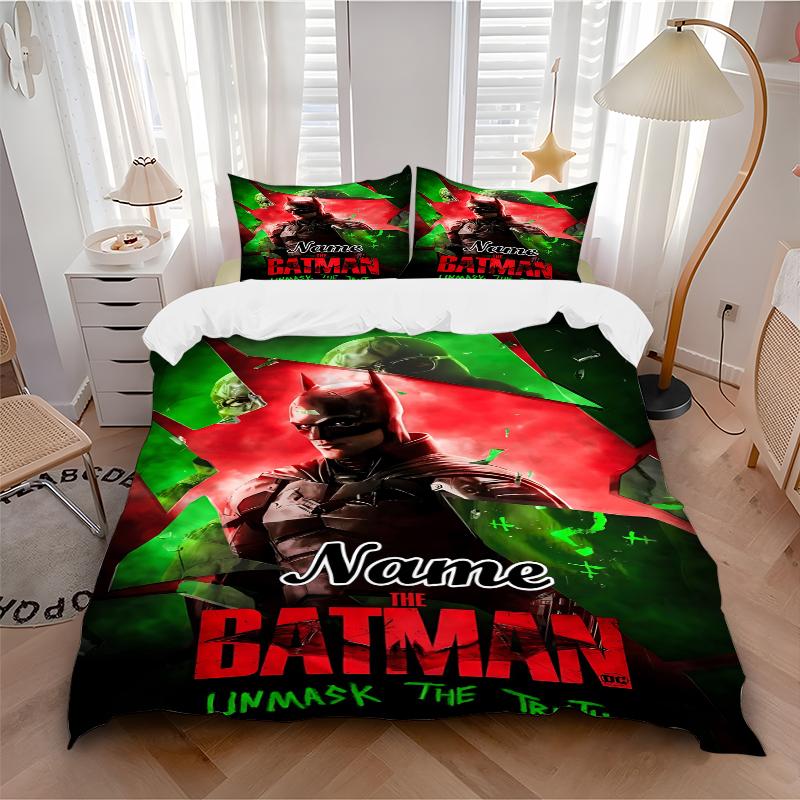 Custom Textile Batman Bedding 3 Piece Set HD Print Duvet Cover Pillowcases for Teens Adult Bedroom Decoration