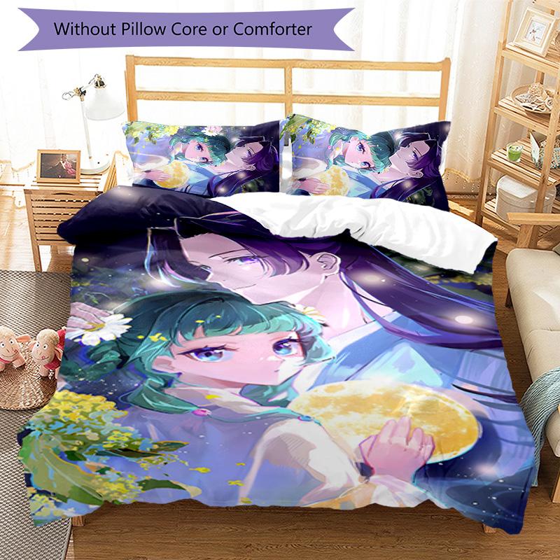 3pcs The Apothecary Diaries Design Cover Set - HD Printed Bedding with 1 Cover and 2 Pillowcases - Perfect for Home and Dorm Decor