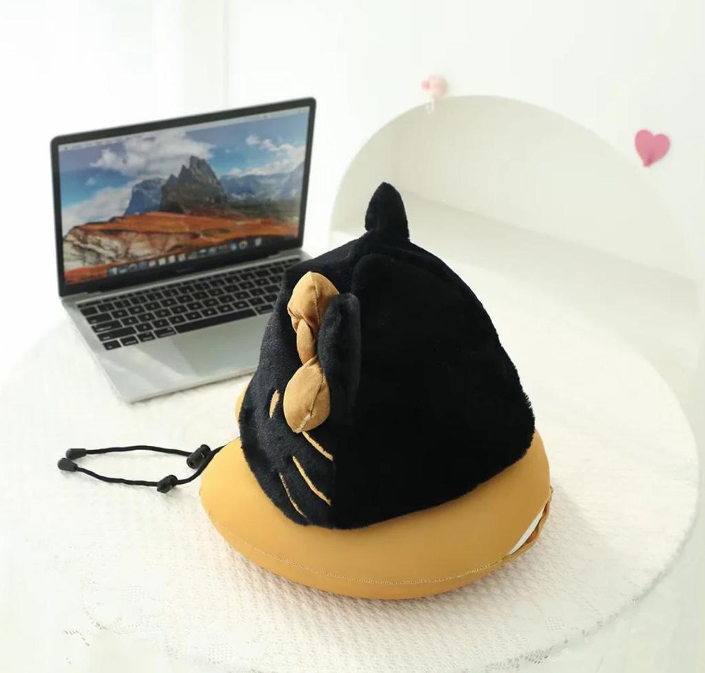 Cartoon Cat Ice Silk Memory Foam U-Shaped Travel Neck Pillow