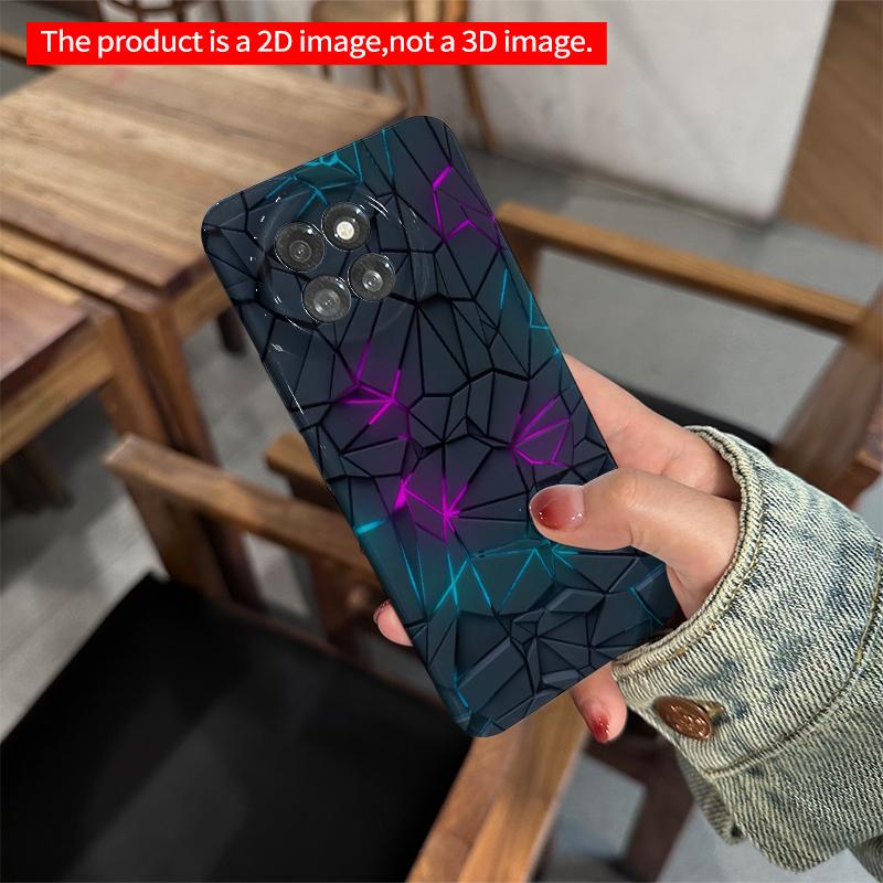 2DFlat Xiaomi Redmi phone caseNeon Cracked Geometric Phone Casesuitable for Redmi Note 11 12 13 14 A3 K80 15 17 Ultra